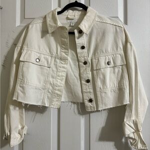 White Cropped Denim Jacket